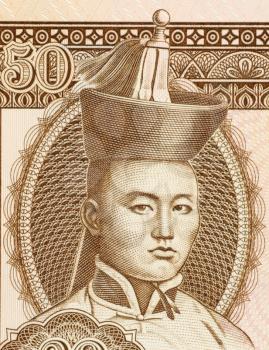 Royalty Free Photo of Damdin Sukhbaatar on 50 Tugrik 2000 Banknote from Mongolia. Military leader and revolutionary hero.