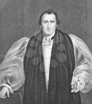 Royalty Free Photo of Daniel Wilson (1778-1858) on engraving from the 1800s. 
Bishop of Calcutta. Engraved by J.Cochran after a painting by F.Howard and published by Fisher, Son & Co, London in 1846.