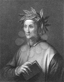 Royalty Free Photo of Dante Alighieri (1265-1321) on engraving from the 1800s. Italian poet of the Middle Ages