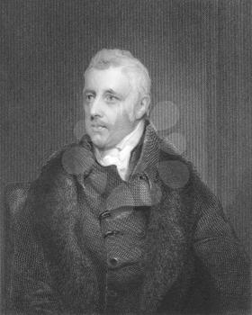 Royalty Free Photo of Dudley Ryder, 1st Earl of Harrowby (1762-1847) on engraving from the 1800s. Prominent British politician of the Pittite faction and the Tory party. Engraved by H.Robinson and pub