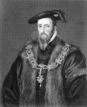 Royalty Free Photo of Edward Seymour, 1st Duke of Somerset (1506-1552) on engraving from the 1800s. Lord Protector of England during 1547-1549. Engraved from an original of Holbein and published in Lo