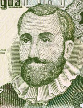 Royalty Free Photo of Francisco Hernandez de Cordoba on 10 Centavo 1991 Banknote from Nicaragua. Founder of Nicaragua.