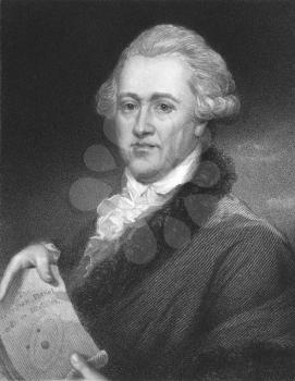 Royalty Free Photo of Frederick William Herschel (1738-1822) on engraving from the 1800s. German astronomer, technical expert and composer