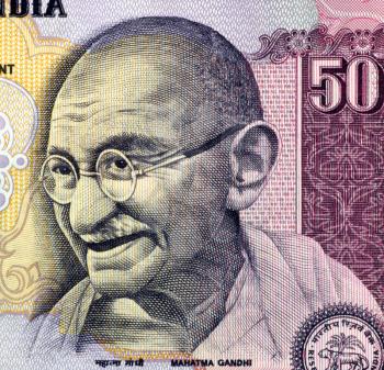 Royalty Free Photo of Gandhi on 50 rupees banknote from India