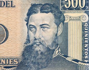 Royalty Free Photo of General Bernardino Caballero on 500 Guarani 1982 Banknote from Paraguay. President of Paraguay during 1881-1886.