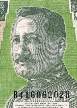 Royalty Free Photo of General Jose Maria Orellana on 1 Quetzal 2006 Banknote from Guatemala. General and president during 1921-1926.