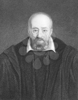 Royalty Free Photo of George Buchanan (1506-1582) on engraving from the 1800s. Scottish historian and humanist scholar. Engraved by E. Scriven from a picture by F.Pourbus and published in London by Ch