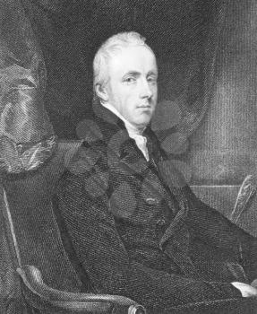 Royalty Free Photo of George Howard Earl of Carlisle on engraving from the 1800s. Engraved by T.A.Dean from a painting by J.Jackson and published by P.Jackson.