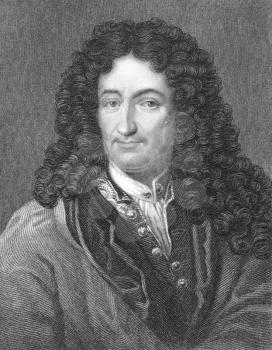 Royalty Free Photo of Gottfried Leibniz (1646-1716) on engraving from the 1800s. German philosopher, polymath and mathematician