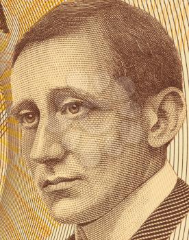 Royalty Free Photo of Guglielmo Marconi (1874-1937) on 2000 Lire 1990 Banknote from Italy. Italian inventor best known for his development of Marconi's law and a radio telegraph system.
