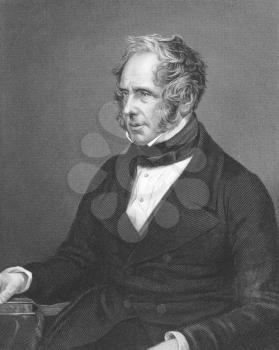 Royalty Free Photo of Henry John Temple, 3rd Viscount Palmerston on engraving from the 1850s. British statesman that served twice as Prime Minister of Great Britian in the mid 19th century. Engraved b