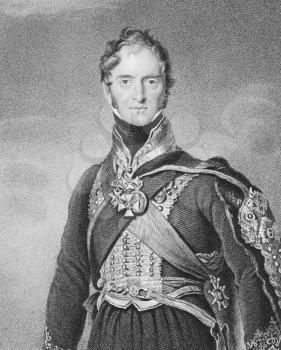 Royalty Free Photo of Henry Paget, 1st Marquess of Anglesey (1768-1854) on engraving from the 1800s. British military leader and politician, mostly remembered for leading the charge of the heavy caval