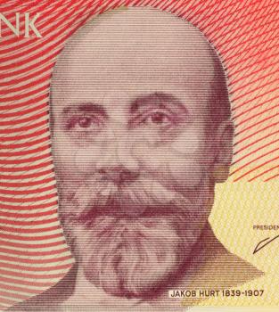 Royalty Free Photo of Jakob Hurt (1839-1907) on 10 Krooni 2006 Banknote from Estonia. Estonian folklorist, theologian and linguist.