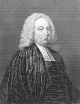 Royalty Free Photo of James Bradley (1693-1762) on engraving from the 1800s. English astronomer. Engraved by E.Scriven from a picture by Richardson and published by W.Mackenzie.