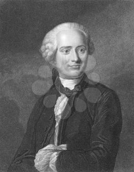 Royalty Free Photo of Jean le Rond d'Alembert (1717-1783) on engraving from the 1800s. French mathematician, mechanician, physicist and philosopher. Engraved by W.Hopwood from a painting by G. de La T