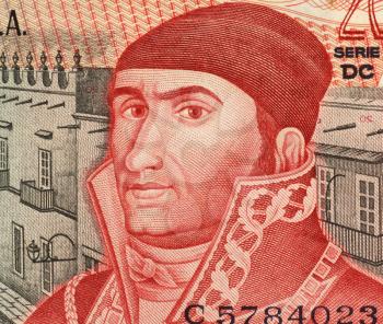 Royalty Free Photo of Jose Maria Morelos (1765-1815) on 20 Pesos 1977 Banknote from Mexico. Mexican Roman Catholic priest and revolutionary rebel leader who led the Mexican War of Independence movemen