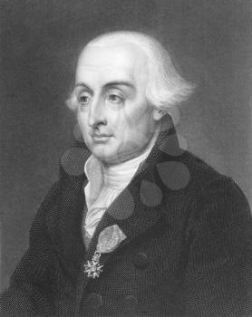 Royalty Free Photo of Joseph Louis Lagrange (1736-1813) on engraving from the 1800s. Italian mathematician and astronomer.
Engraved by R.Hart and published in London by Charles Knight, Pall Mall East