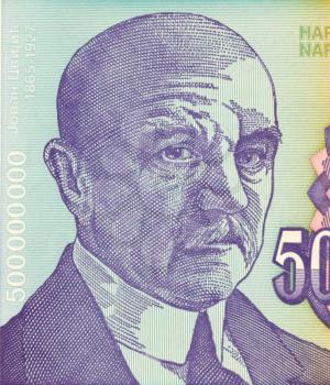 Royalty Free Photo of Jovan Cvijic on 500000000 Dinara 1993 Banknote from Yugoslavia. Serbian geographer and president of the Serbian royal academy of sciences.