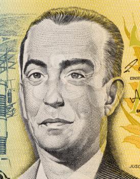 Royalty Free Photo of Juscelino Kubitschek on 100 Cruzados 1987 Banknote from Brazil. President of Brazil during 1956-1961. He managed economic prosperity and political stability.
