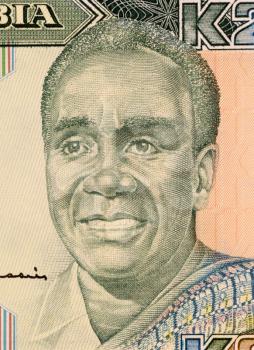 Royalty Free Photo of Kenneth Kaunda on 20 Kwacha 1990 Banknote from Zambia. First president of Zambia during 1964-1991.