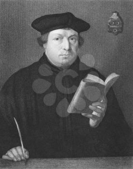 Royalty Free Photo of Martin Luther (1483-1546) on engraving from the 1800s. Priest and theology professor. Leader of the great religious revolt of the 16th century in Germany. Engraved by C.E. Wagsta