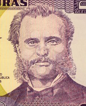 Royalty Free Photo of Marco Aurelio Soto on 2 Lempiras 2003 Banknote from Honduras. Liberal president of Honduras during 1876-1883.