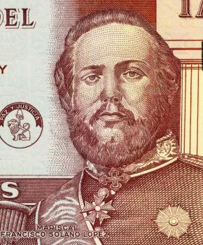 Royalty Free Photo of Mariscal Francisco Solano Lopez on 1000 Guarani 2005 Banknote from Paraguay