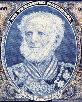 Royalty Free Photo of Marques de Tamandare on 1 Cruzerio 1958 Banknote from Brazil. Admiral of the Brazilian naval fleet of the war of the triple alliance during 1864-1870.