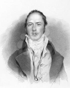 Royalty Free Photo of Matthew Lewis (1775-1818) on engraving from the 1800s. English novelist and dramatist. Engraved by J.Hottis from a drawing by G.H.Harlowe and published in London by J.Murray & So