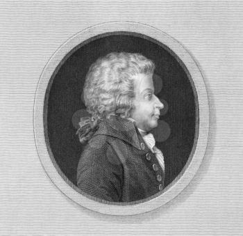 Royalty Free Photo of Wolfgang Amadeus Mozart (1756-1791) on engraving from the 1800s. One of the most significant and influential composers of classical music.