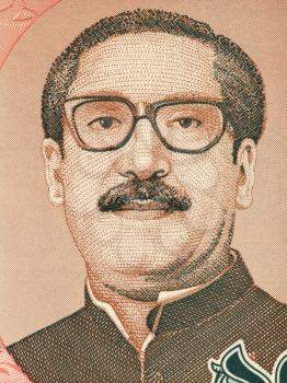 Royalty Free Photo of Mujibur Rahman (1920-1975) on 10 Taka 1996 Banknote from Bangladesh. Bengali politician and founder of the People's Republic of Bangladesh,  considered as the father of the Bangl