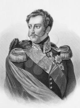 Royalty Free Photo of Nicholas I Emperor of Russia (1796-1855) on engraving from the 1800s. Emperor of Russia during 1825-1855h