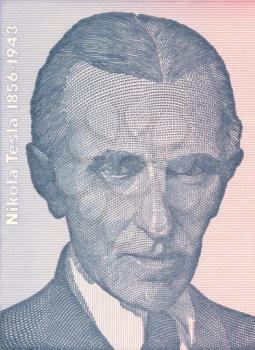 Royalty Free Photo of Nicola Tesla on 100 dinars 1994 banknote from Yugoslavia. Best known as the Father of Physics.