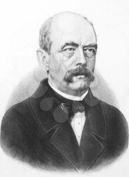 Royalty Free Photo of Otto von Bismarck (1815-1898) on engraving from the 1800s. Prussian German statesman and aristocrat