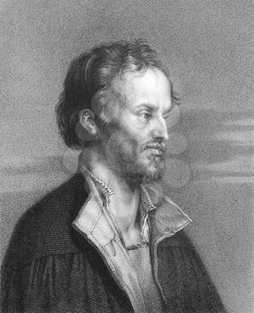 Royalty Free Photo of Philipp Melanchthon (1497-1560) on engraving from the 1800s. German reformer, collaborator with Martin Luther, the first systematic theologian of the Protestant Reformation