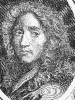 Royalty Free Photo of Pierre Mignard (1612-1695) on engraving from the 1800s. French painter.  