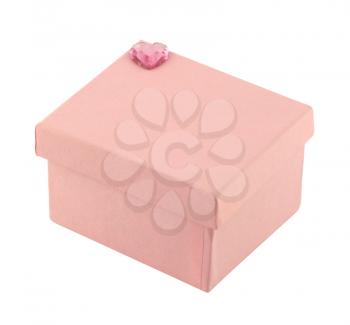 Royalty Free Photo of a Pink Gift Box With a Diamond Heart