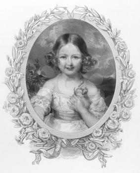 Royalty Free Photo of Princess Adelaide (1835 -1900) of Hohenlohe Langenburg on engraving from the 1800s. Niece of Queen Victoria. Published by Fisher, son & Co London & Paris.