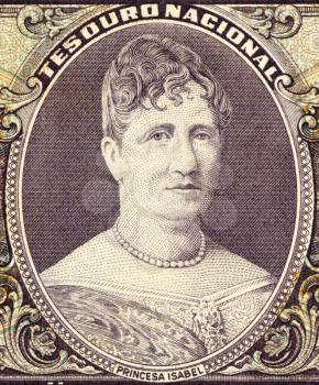 Royalty Free Photo of Princess Isabel on 50 Cruzerios 1963 Banknote from Brazil. Princess during the last decades of the reign of her father Pedro II and regent of Brazil three times while her father 