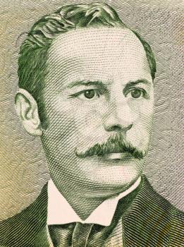 Royalty Free Photo of Rafael Yglesias Castro on 5 Colones 1990 Banknote from Costa Rica. Twice president of Costa Rica during 1894-1902.