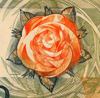 Royalty Free Photo of a Rose on 100 Escudos 1988 Banknote From Portugal.