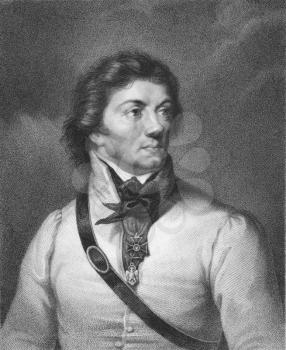 Royalty Free Photo of Thaddeus Kosciuszko (1746-1817) on engraving from the 1800s. Polish, Belarussian and Lithuanian military leader and National Hero. Led the 1794 uprising against Imperial Russia a