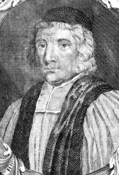 Royalty Free Photo of William Beveridge (1637-1708) on engraving from the 1700s. English Bishop of St Asaph. Engraved by B.Ferrers.