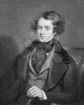 Royalty Free Photo of William Henry Bartlett (1809-1854) on engraving from the 1800s. British artist best known for his numerous steel engravings. Engraved by B.Holl and published in London for the Pr