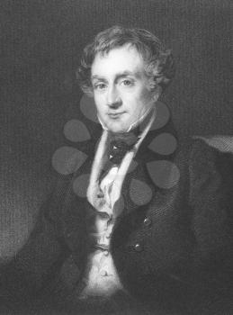 Royalty Free Photo of William Lawrence, 1st Baronet (1783-1867) on engraving from the 1800s. English surgeon who became President of the Royal College of Surgeons of London and Sergeant Surgeon to the