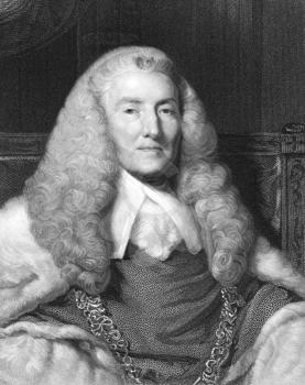 Royalty Free Photo of William Murray, 1st Earl of Mansfield (1705-1793) on engraving from the 1800s. British barrister, politician and judge noted for his reform of English law. Engraved by W.Holl fro