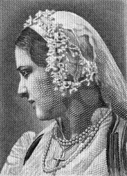 Royalty Free Photo of a Woman in National Costume on 1000 Drachmai 1939 Banknote from Greece