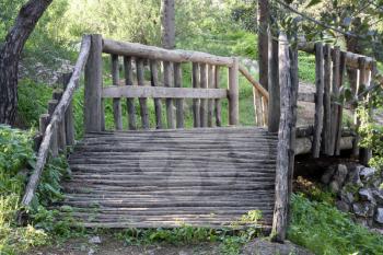 Royalty Free Photo of a Wooden Bridge on a Philoppapou Hill in Athens Greece