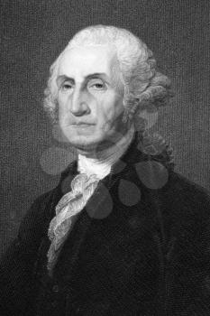 George Washington (1731-1799) on engraving from 1800s. First President of the U.S.A. during 1789-1797  and commander of the Continental Army in the American Revolutionary War during 1775-1783. Conside