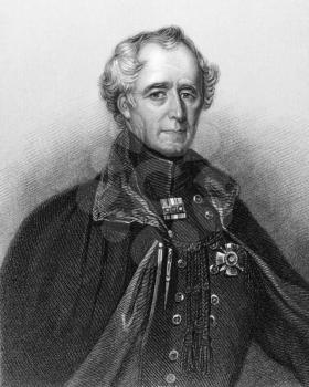 Hugh Gough, 1st Viscount Gough (1779-1869) on engraving from 1840. British Field Marshal. Engraved by H.B.Hall and published by P.Jackson, London & Paris.
